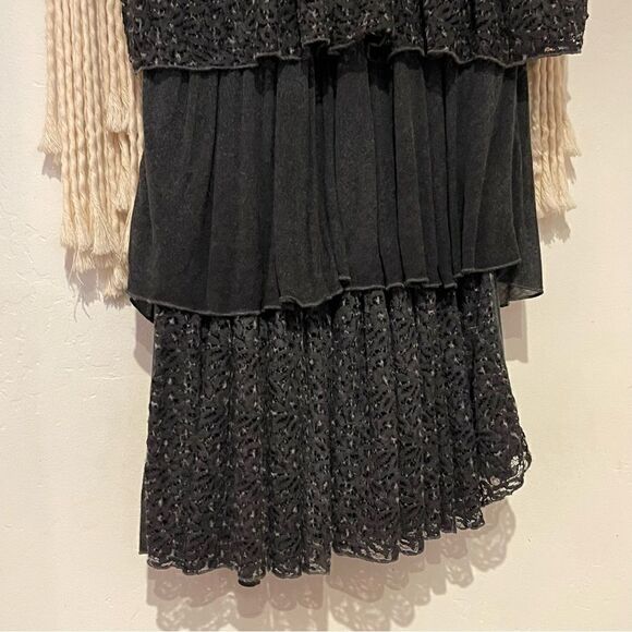 Saga Tiered Dress/Skirt SM/MED Gray Italy Made Lagenlook Silk Blend Minimalist - Picture 3 of 11